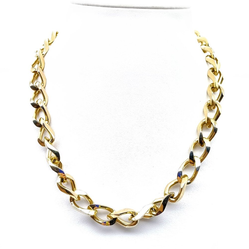 Vintage Curb Link Chain Necklace, Unisex Gold Tone Perfect for Layering